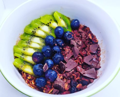 porridge-cioccolato-mirtilli